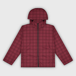 Ветровка с капюшоном женская Тёмный красный клетчатый, цвет: 3D-черный