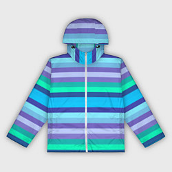 Ветровка с капюшоном женская Горизонтальные полосы холодных цветов, цвет: 3D-белый