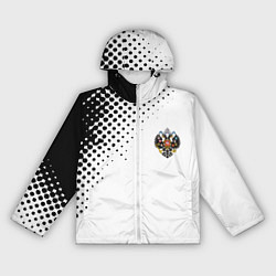 Ветровка с капюшоном женская Герб РФ спорт абстракция, цвет: 3D-белый