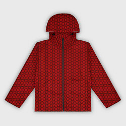 Ветровка с капюшоном женская Арабский узор красного цвета на чёрном фоне, цвет: 3D-черный