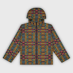 Ветровка с капюшоном женская Геометрический африканский узор-паттерн, цвет: 3D-черный