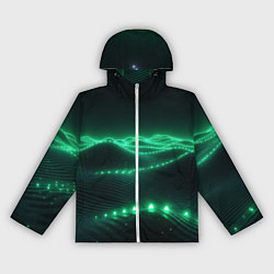 Ветровка с капюшоном женская Круглый зеленый мистический фон, цвет: 3D-белый