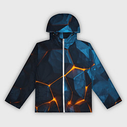 Ветровка с капюшоном женская Разлом плит с оранжевым свечением, цвет: 3D-белый