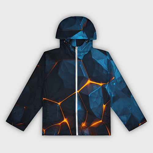 Женская ветровка Разлом плит с оранжевым свечением / 3D-Белый – фото 1