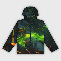 Ветровка с капюшоном женская Неоновая яркая геометрическая абстракция со светом, цвет: 3D-черный