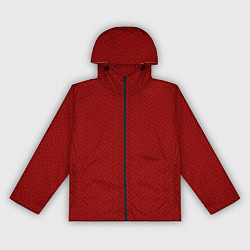 Ветровка с капюшоном женская Узор с изображением красных колец, цвет: 3D-черный
