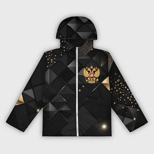 Женская ветровка Золотой герб России на черно-золотой текстуре / 3D-Белый – фото 1