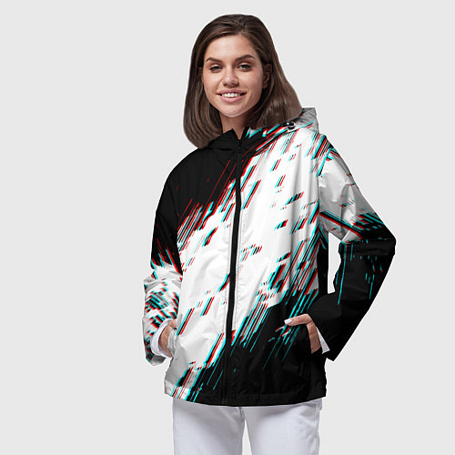 Женская ветровка Glitch effect / 3D-Черный – фото 3