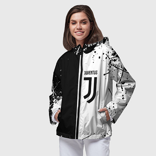 Женская ветровка Juventus краски текстура спорт / 3D-Черный – фото 3
