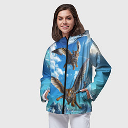 Ветровка с капюшоном женская Летающие тигрята, цвет: 3D-черный — фото 2