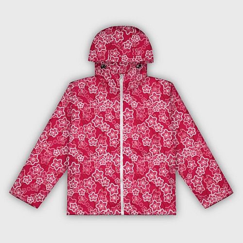 Женская ветровка Красно-белый цветочный узор ретро / 3D-Белый – фото 1