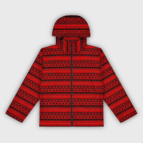 Женская ветровка Чёрно-красный норвежский узор / 3D-Черный – фото 1