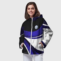 Ветровка с капюшоном женская Фольцваген - синяя волна, цвет: 3D-белый — фото 2