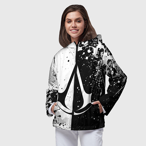Женская ветровка Assasins Creed - black and white / 3D-Черный – фото 3