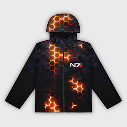 Ветровка с капюшоном женская N7 mass effect logo, цвет: 3D-черный