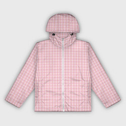 Ветровка с капюшоном женская Розовый паттерн клетка, цвет: 3D-белый