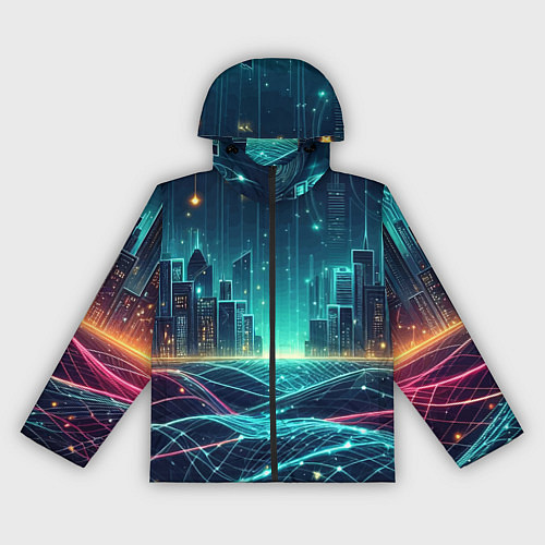 Женская ветровка Metropolis - vaporwave neon glow / 3D-Черный – фото 1