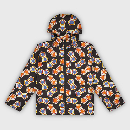 Женская ветровка Сине-оранжевая мозаика на черном / 3D-Черный – фото 1