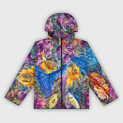 Ветровка с капюшоном женская Абстрактный растительный паттерн - нейросеть, цвет: 3D-черный