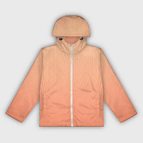 Женская ветровка Градиент персиковый с волнистыми линиями / 3D-Белый – фото 1