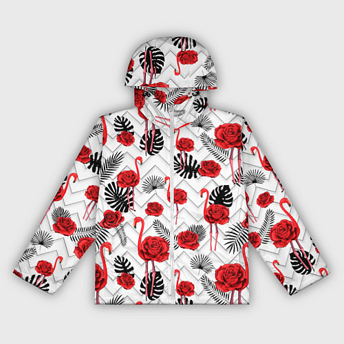 Женская ветровка Фламинго с розой / 3D-Белый – фото 1