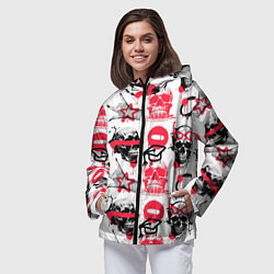Ветровка с капюшоном женская Текстурные черепа, цвет: 3D-черный — фото 2