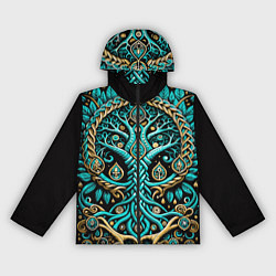 Ветровка с капюшоном женская Древо жизни - сакральная славянская символика, цвет: 3D-черный