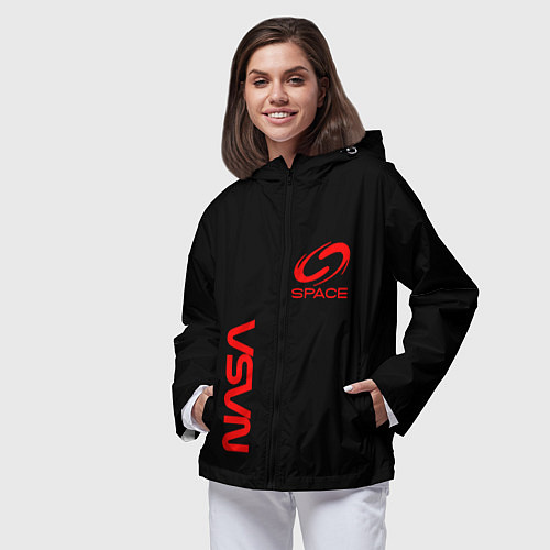 Женская ветровка Nasa space red logo / 3D-Черный – фото 3