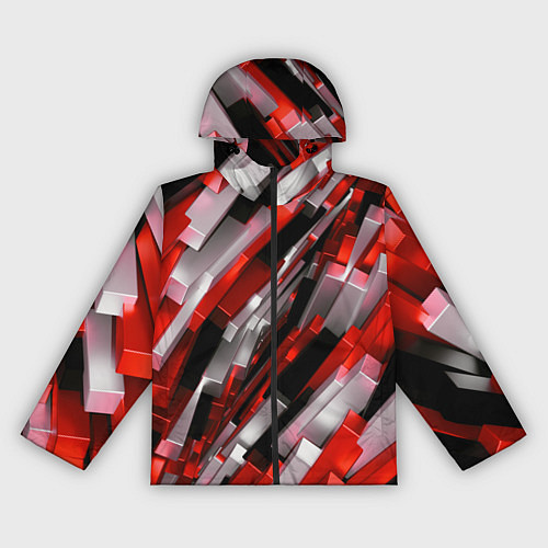 Женская ветровка Черно-красно-белые наклонные блоки / 3D-Черный – фото 1