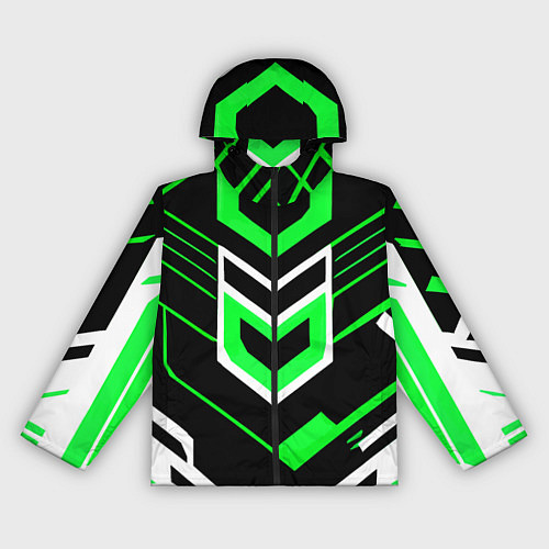 Женская ветровка Полосы и зелёно-белый шестиугольник / 3D-Черный – фото 1