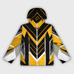 Ветровка с капюшоном женская Жёлто-серые полосы на чёрном фоне, цвет: 3D-белый