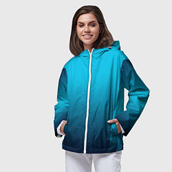 Ветровка с капюшоном женская Яркий голубой с синим градиент комбинированный кро, цвет: 3D-белый — фото 2