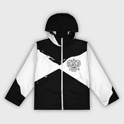 Ветровка с капюшоном женская Герб рф абстрактные краски, цвет: 3D-белый