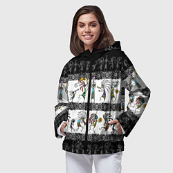 Ветровка с капюшоном женская Кокопелли - боги индейцев хайда, цвет: 3D-черный — фото 2