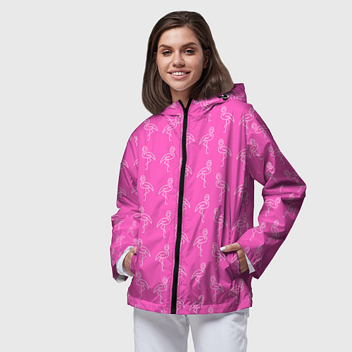 Женская ветровка Пара розовых фламинго / 3D-Черный – фото 3