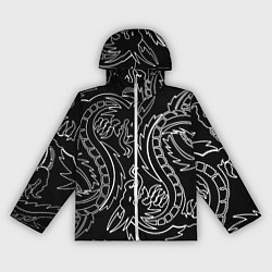 Ветровка с капюшоном женская Драконы татуировки самураи, цвет: 3D-белый