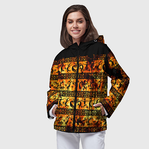 Женская ветровка Кокопелли - танцы в огне / 3D-Черный – фото 3