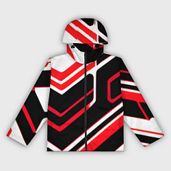 Ветровка с капюшоном женская Бело-красные линии на чёрном фоне, цвет: 3D-черный