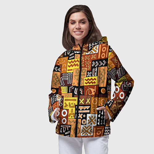Женская ветровка Африканские этнический коллаж / 3D-Черный – фото 3