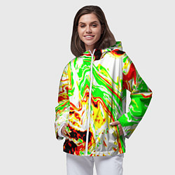 Ветровка с капюшоном женская Кислотные краски, цвет: 3D-белый — фото 2