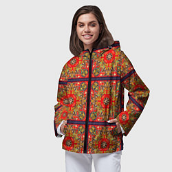 Ветровка с капюшоном женская Орнамент пейсли, цвет: 3D-черный — фото 2