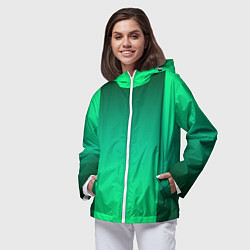 Ветровка с капюшоном женская Яркий зеленый градиентный комбинированный фон, цвет: 3D-белый — фото 2