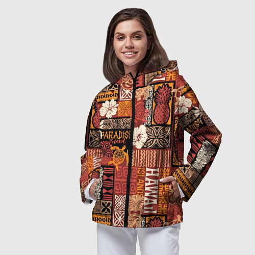 Женская ветровка Гавайские острова - райский уголок / 3D-Черный – фото 3