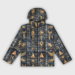 Ветровка с капюшоном женская Египетские символы на дениме, цвет: 3D-черный