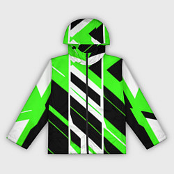 Ветровка с капюшоном женская Black and green stripes on a white background, цвет: 3D-черный