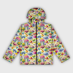 Ветровка с капюшоном женская Грибной узор, цвет: 3D-черный