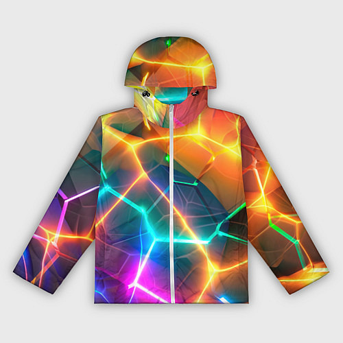 Женская ветровка Яркий градиент в разломленных плитах с желтым свет / 3D-Белый – фото 1