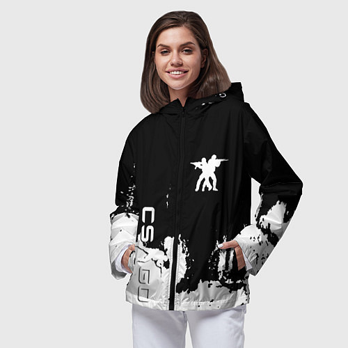 Женская ветровка Контра белые лого / 3D-Черный – фото 3