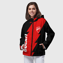 Ветровка с капюшоном женская Ducati - logo, цвет: 3D-черный — фото 2