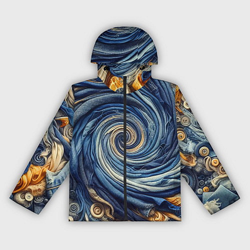 Женская ветровка Воронка из джинсы и пуговиц - нейросеть / 3D-Черный – фото 1